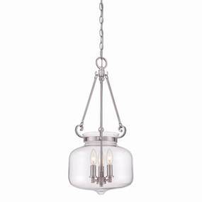 Quoizel Stewart 3 Light Brushed Nickel Ceiling Pendant Light soft glow ceiling light
