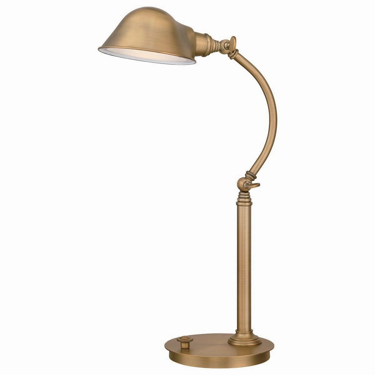 Quoizel Thompson LED Aged Brass Table Lamp energy-saving LED light