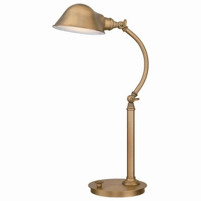 Quoizel Thompson LED Aged Brass Table Lamp energy-saving LED light