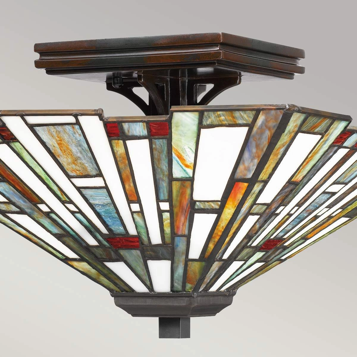 Quoizel Tiffany Maybeck 2 Light Bronze Flush Ceiling Mount Damaged Box