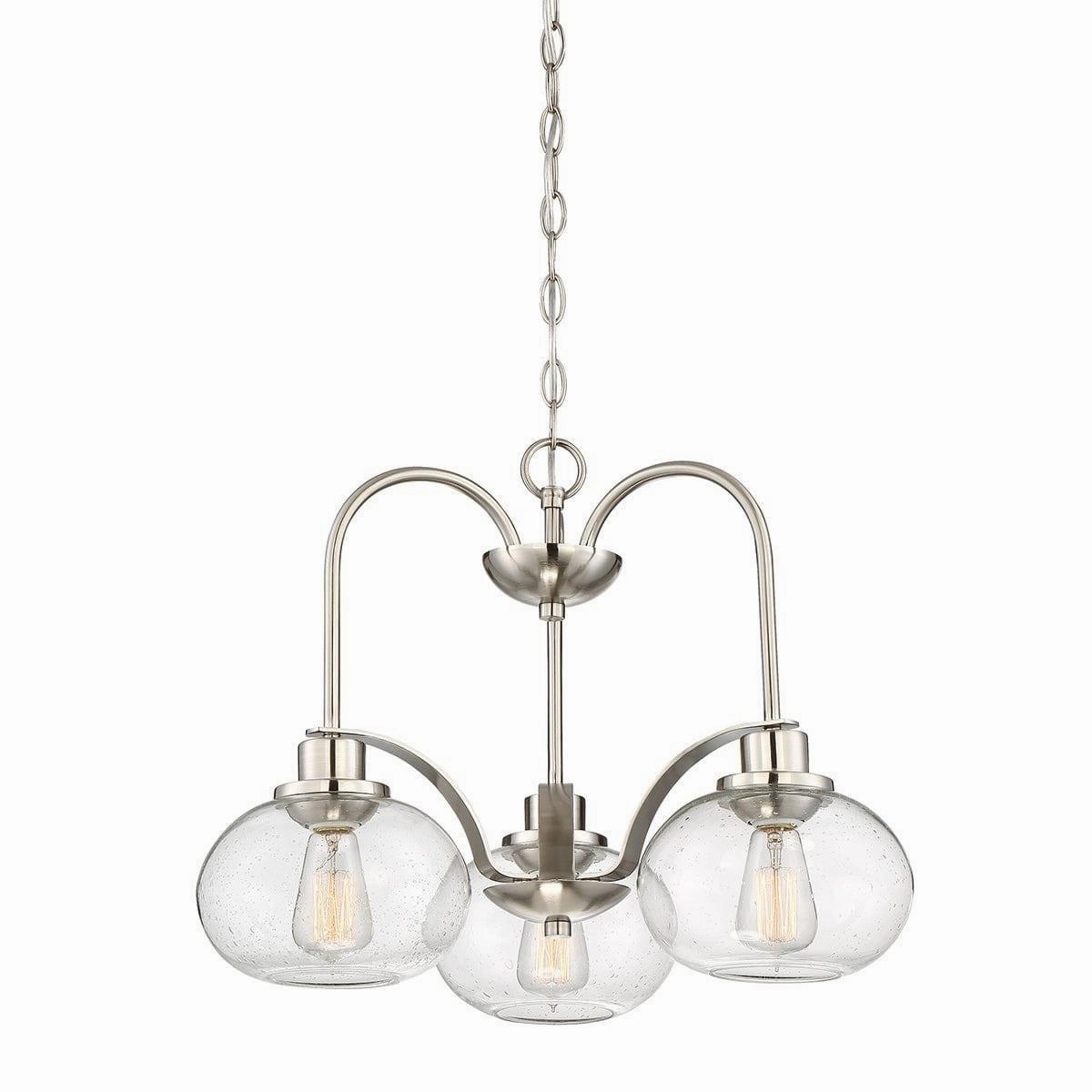 Quoizel Trilogy 3 Light Chandelier - Brushed Nickel soft glow ceiling light