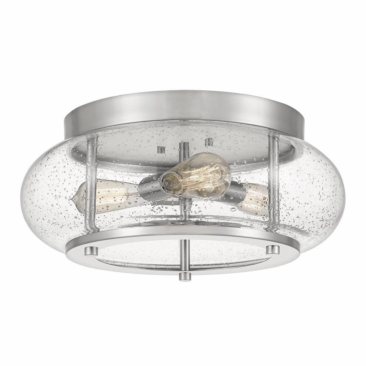 Quoizel Trilogy 3 Light Flush Brushed Nickel Ceiling Light ambient ceiling fixture