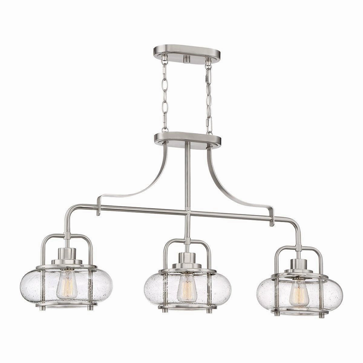 Quoizel Trilogy 3 Light Island Brushed Nickel Pendant white ceiling lamp