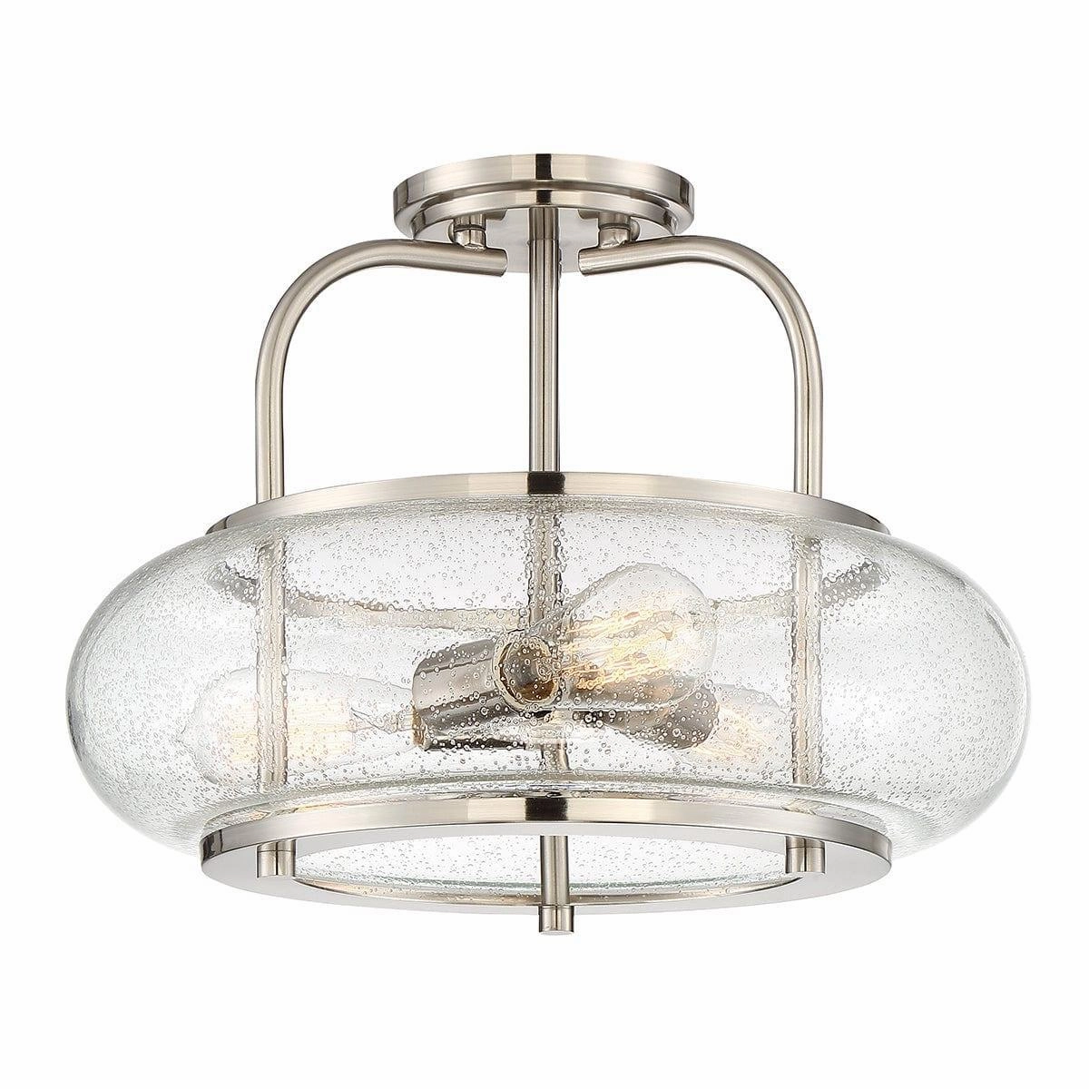Quoizel Trilogy 3 Light Semi-Flush Brushed Nickel Ceiling Light soft glow ceiling light