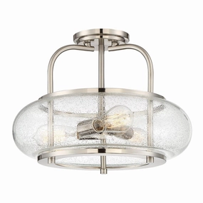 Quoizel Trilogy 3 Light Semi-Flush Brushed Nickel Ceiling Light soft glow ceiling light