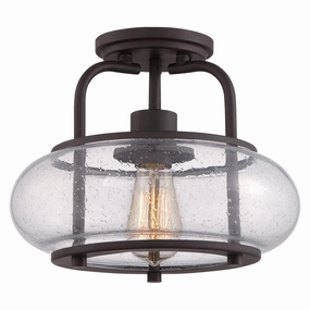 Quoizel Trilogy Small Old Bronze Semi-Flush Ceiling Light Damaged Box white ceiling lamp