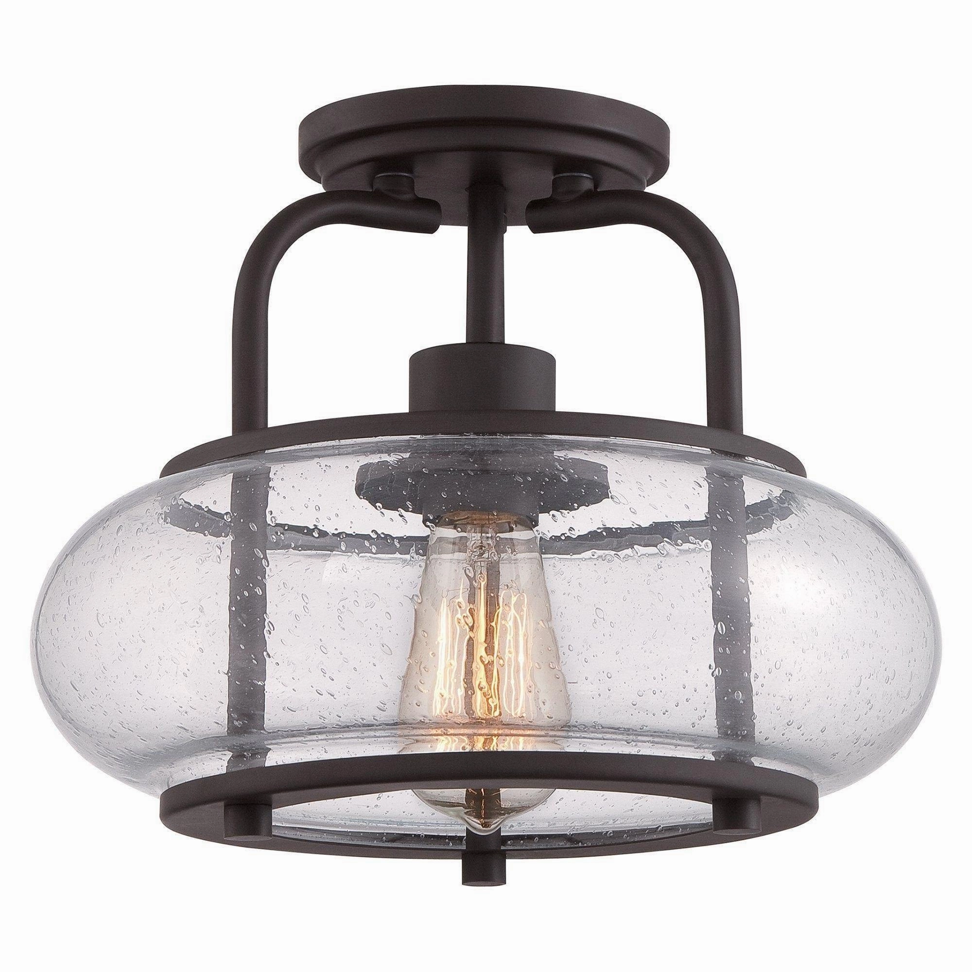 Quoizel Trilogy Small Old Bronze Semi-Flush Ceiling Light Damaged Box white ceiling lamp