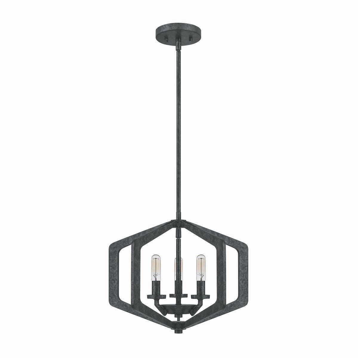 Quoizel Vanguard 3 Light Black Pendant white ceiling lamp