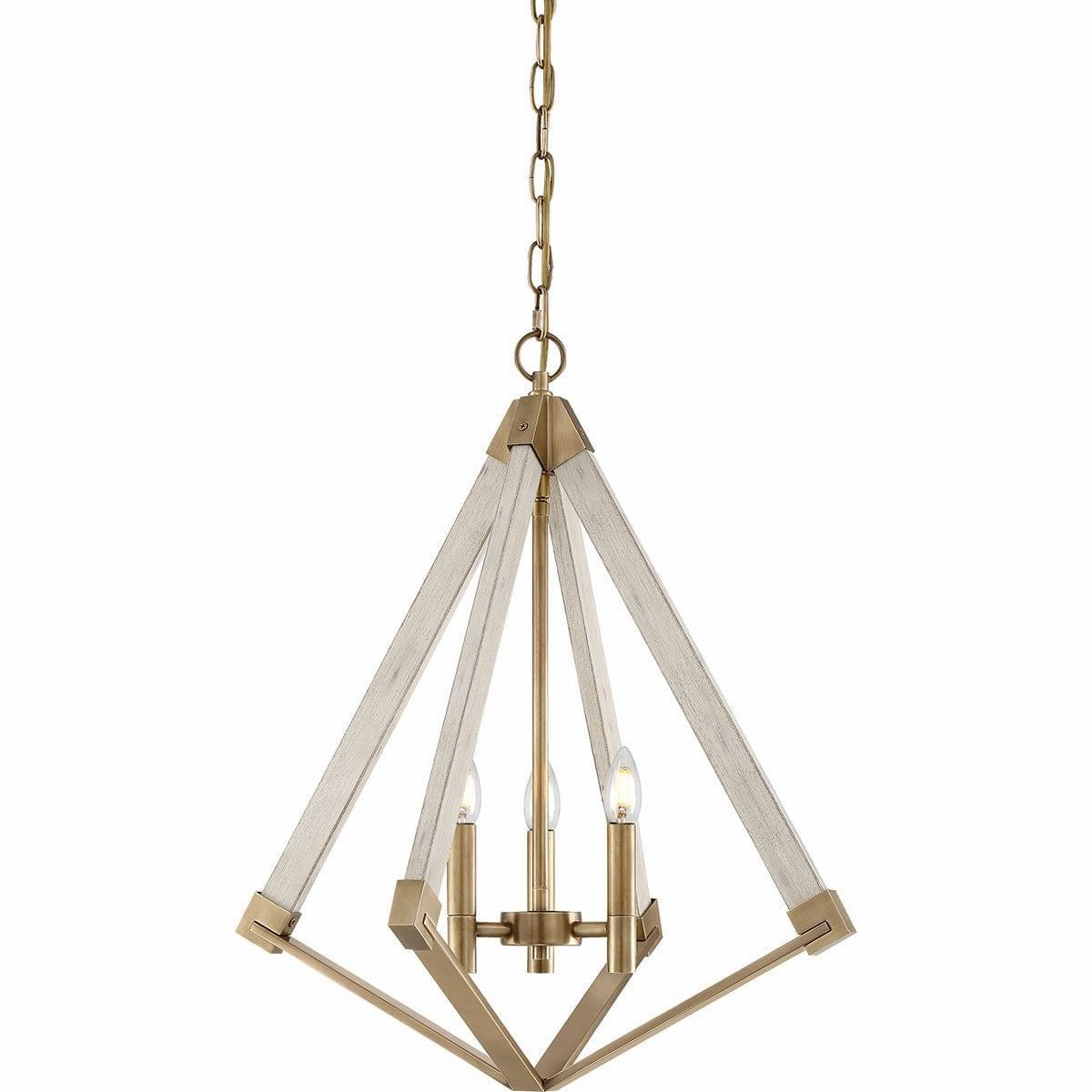 Quoizel View Point 3 Light Chandelier - Weathered Brass white ceiling lamp