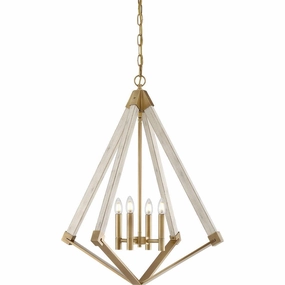 Quoizel View Point 4 Light Chandelier - Weathered Brass soft glow ceiling light