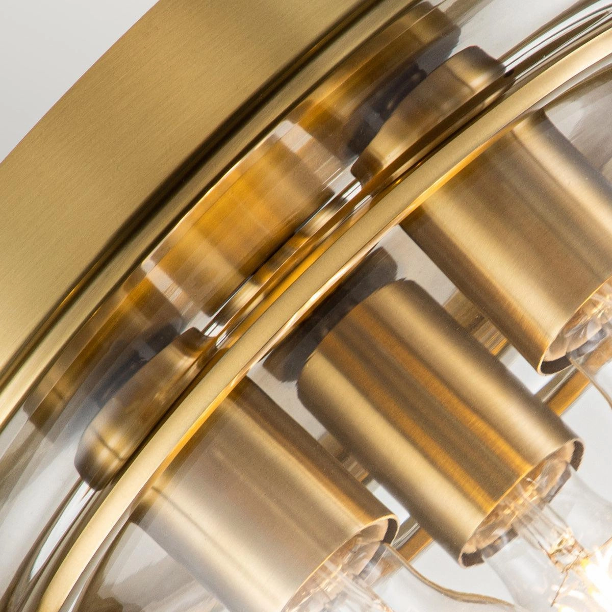 Quoizel Whistling 3 Light Brass Bathroom Ceiling Flush