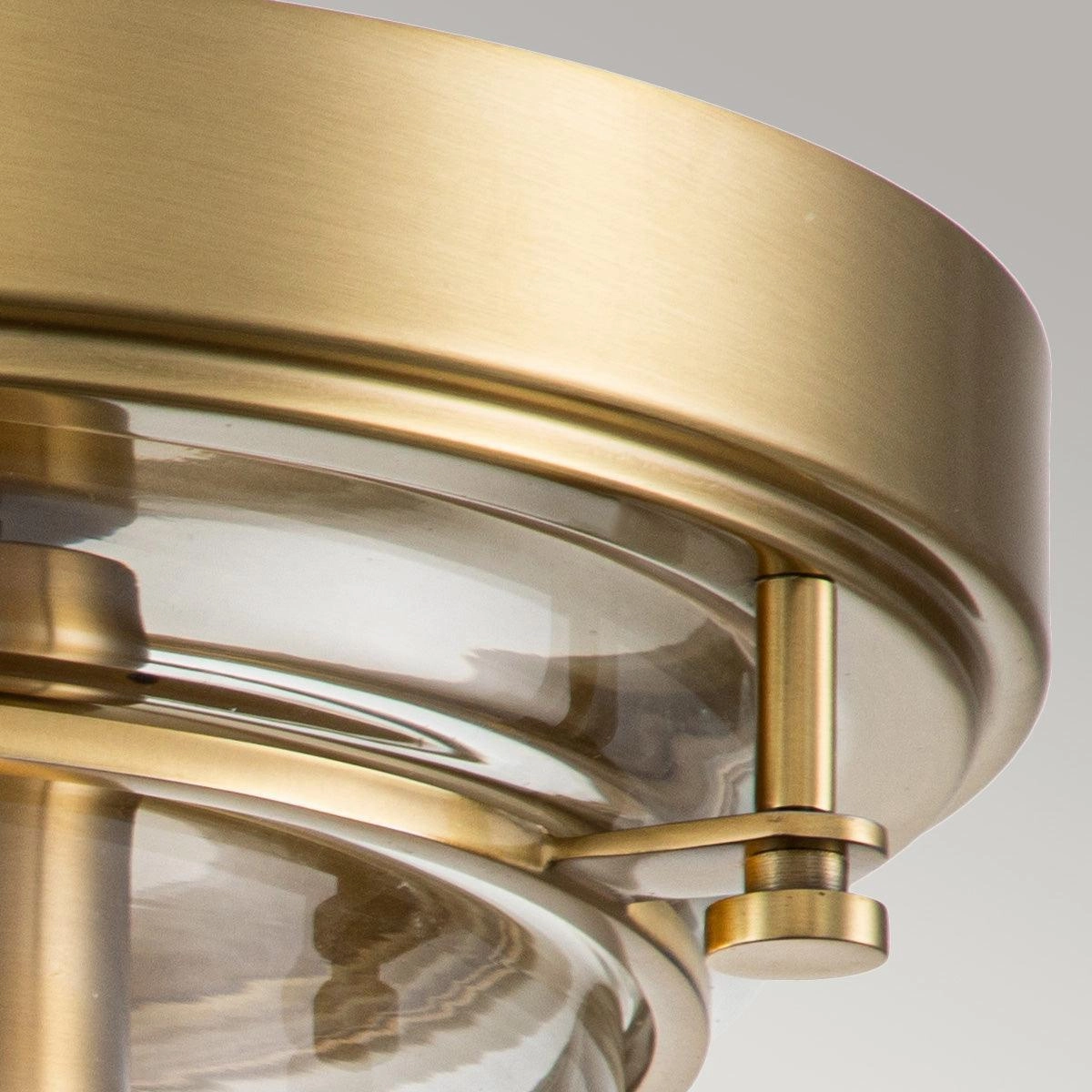 Quoizel Whistling 3 Light Brass Bathroom Ceiling Flush
