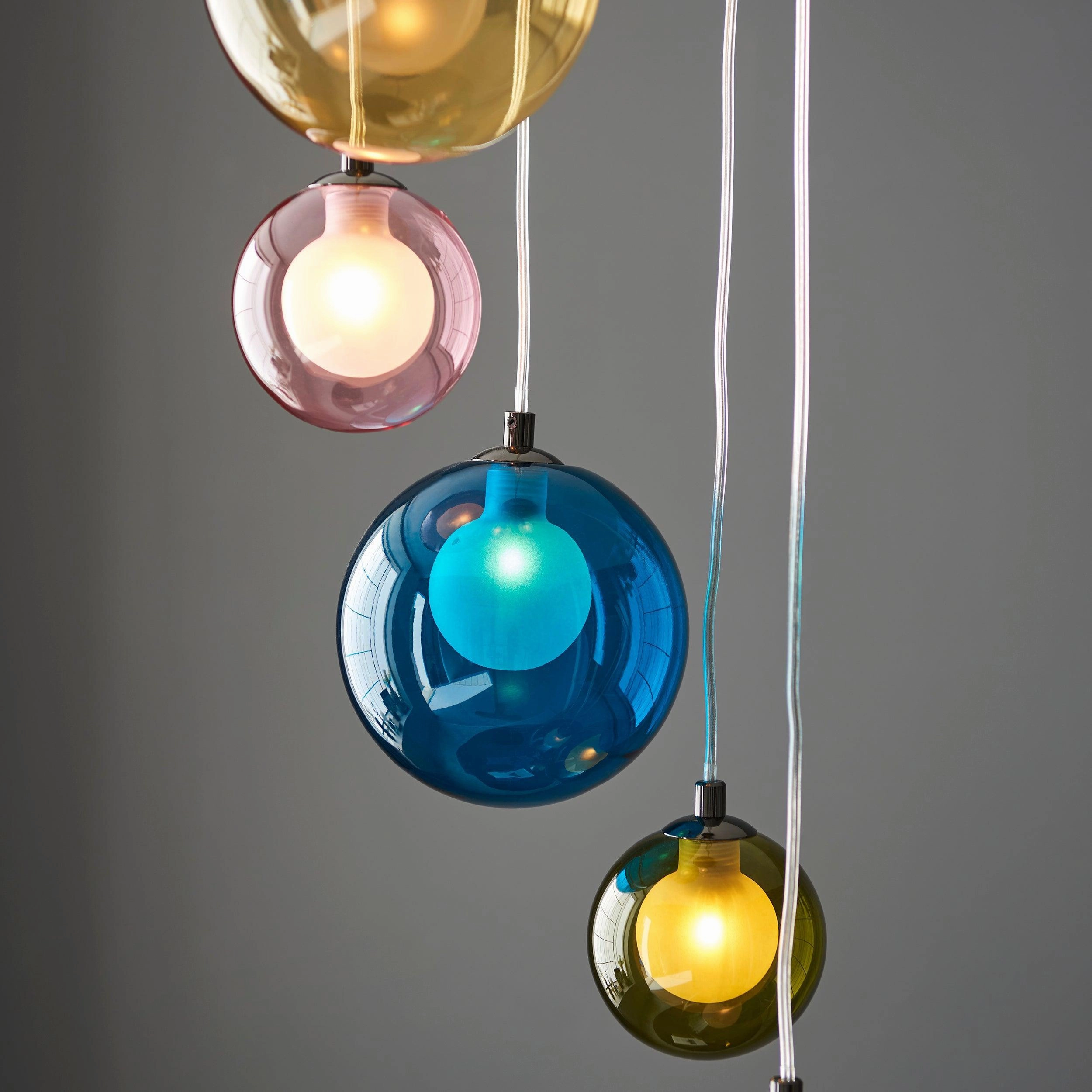 Rainbow 6 Light Multi-Coloured Glass Pendant Light