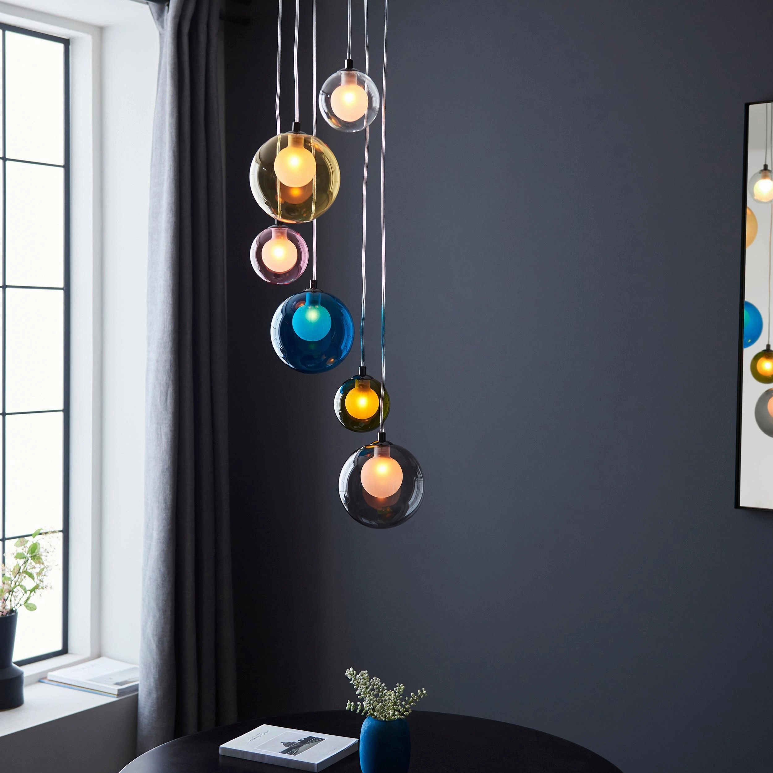 Rainbow 6 Light Multi-Coloured Glass Pendant Light