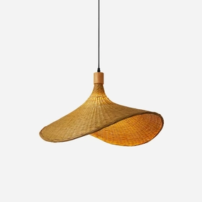 Rattan Weave Hat Pendant Light surface mount ceiling lamp