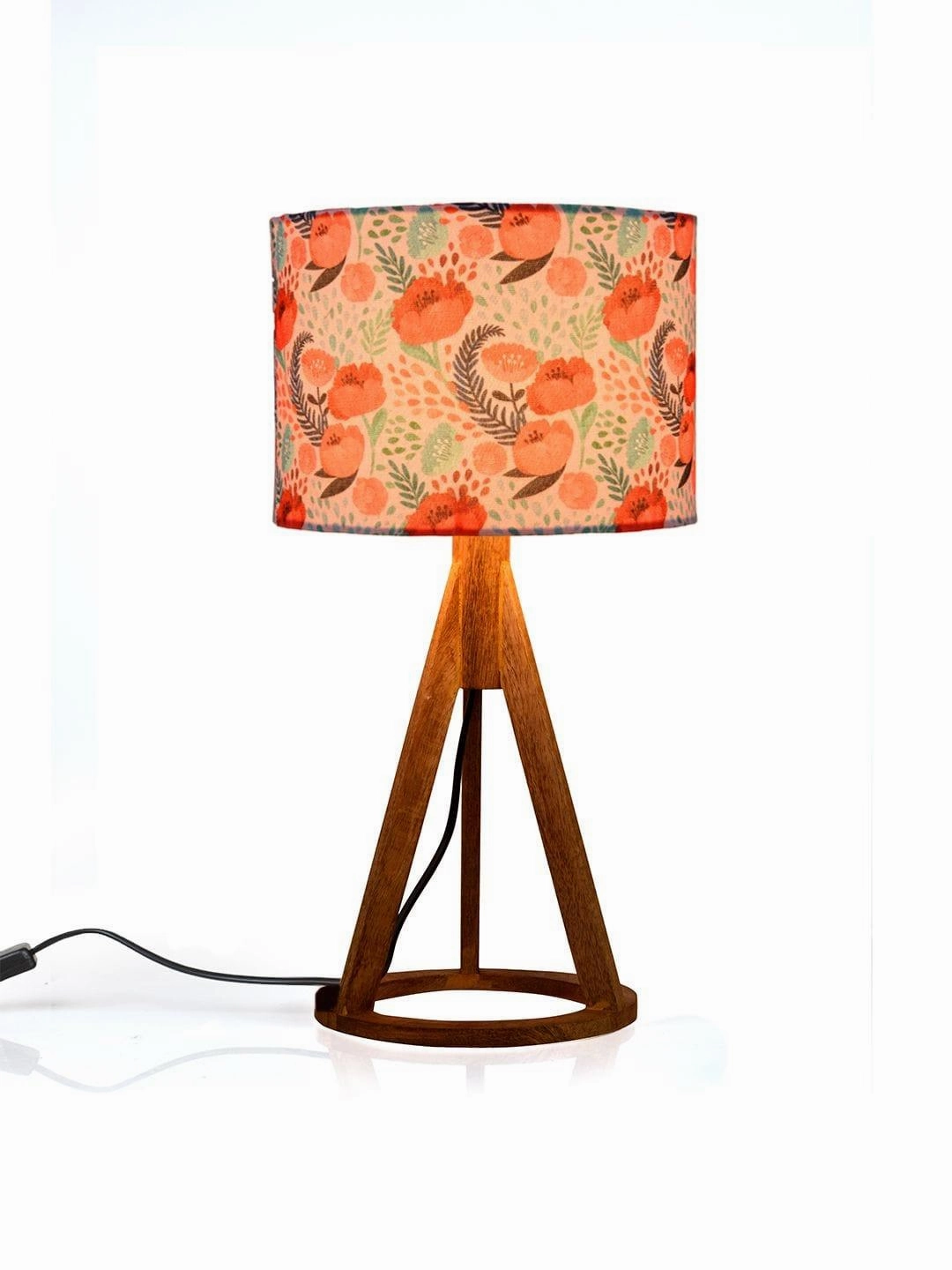 Red Roses Trio Wooden Lamp