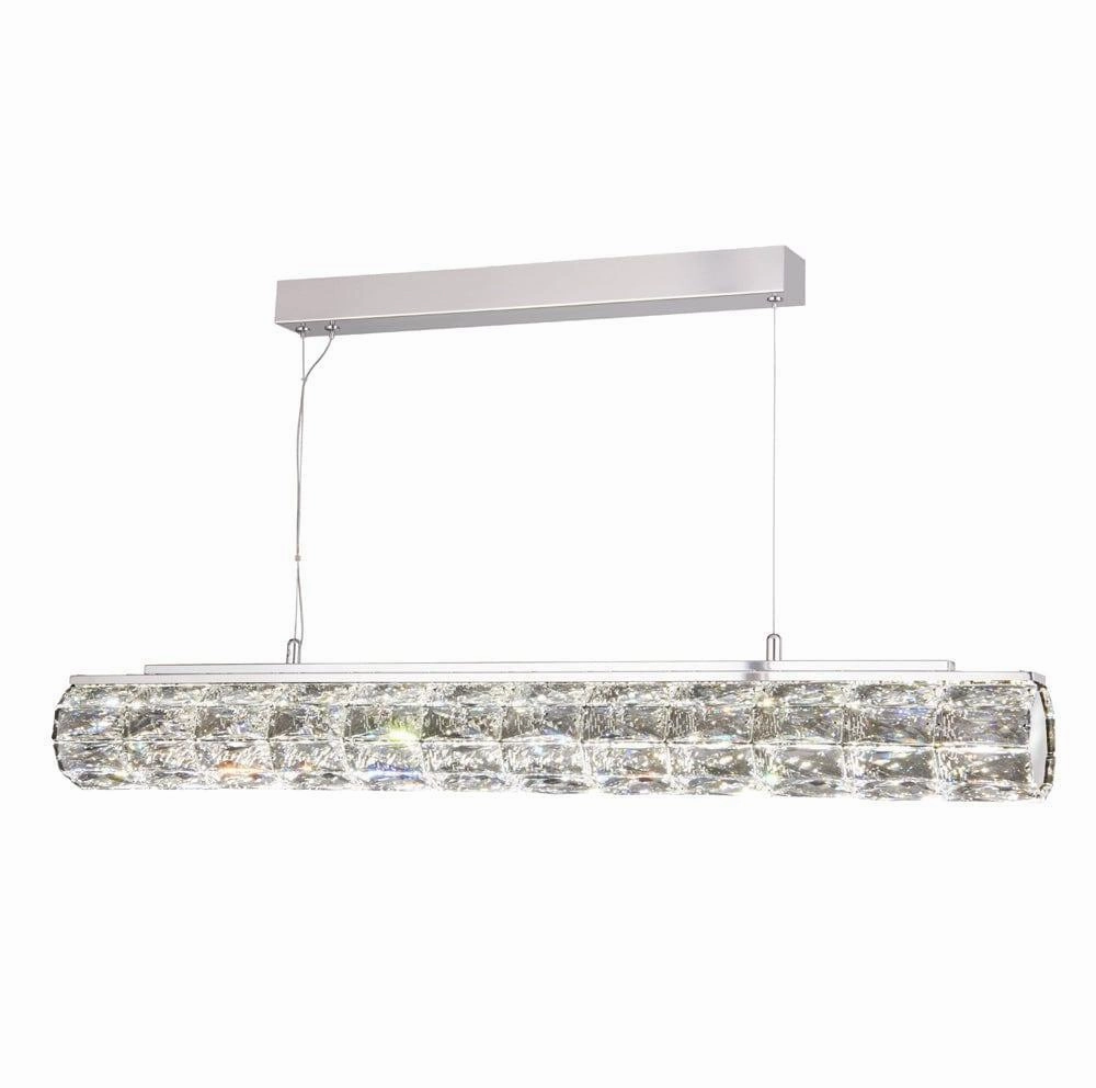 Remy 32w LED Chrome & Hexagonal Crystal Ceiling Pendant soft glow ceiling light