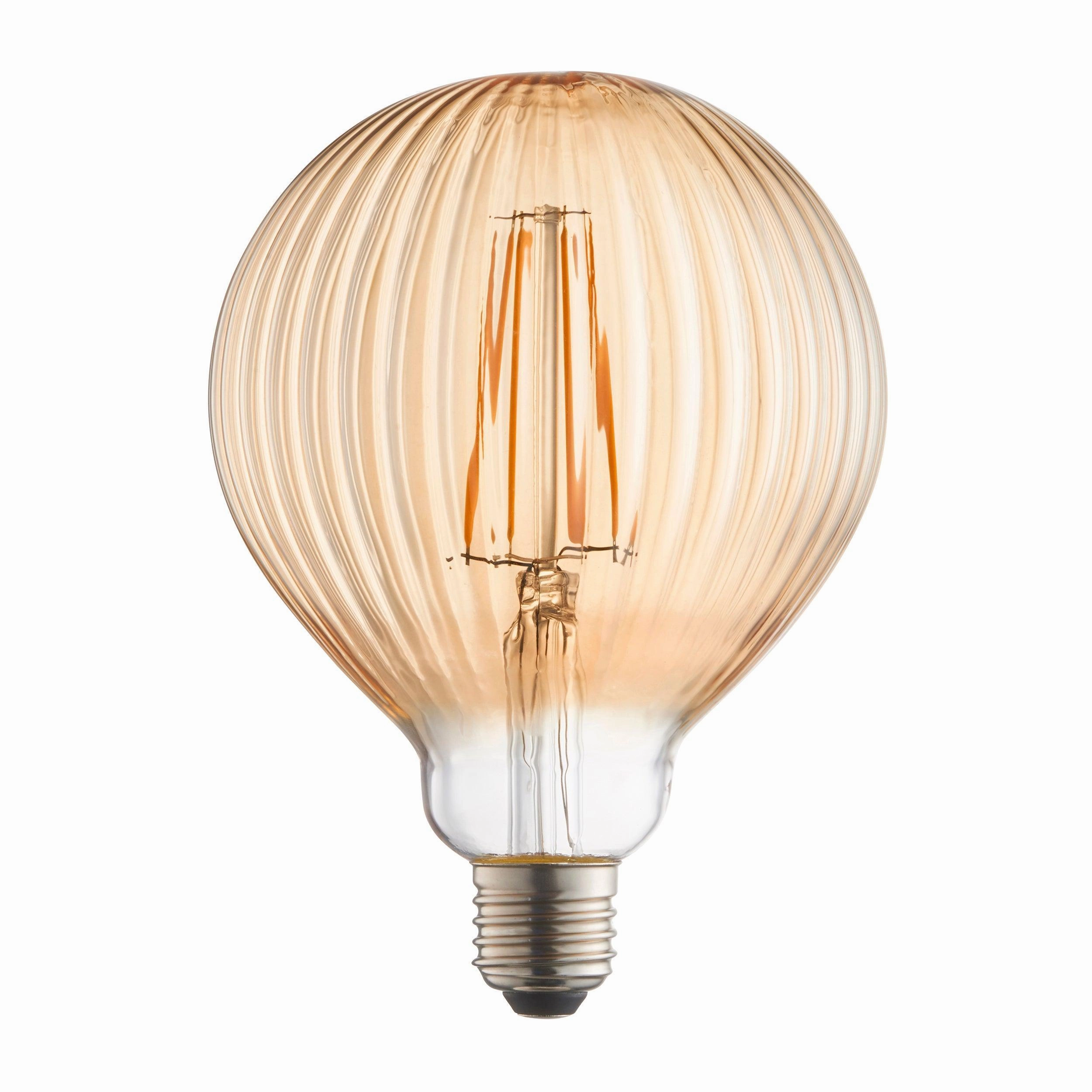 Ribb E27 Amber Tinted Ribbed Decorative 4W LED Light Bulb