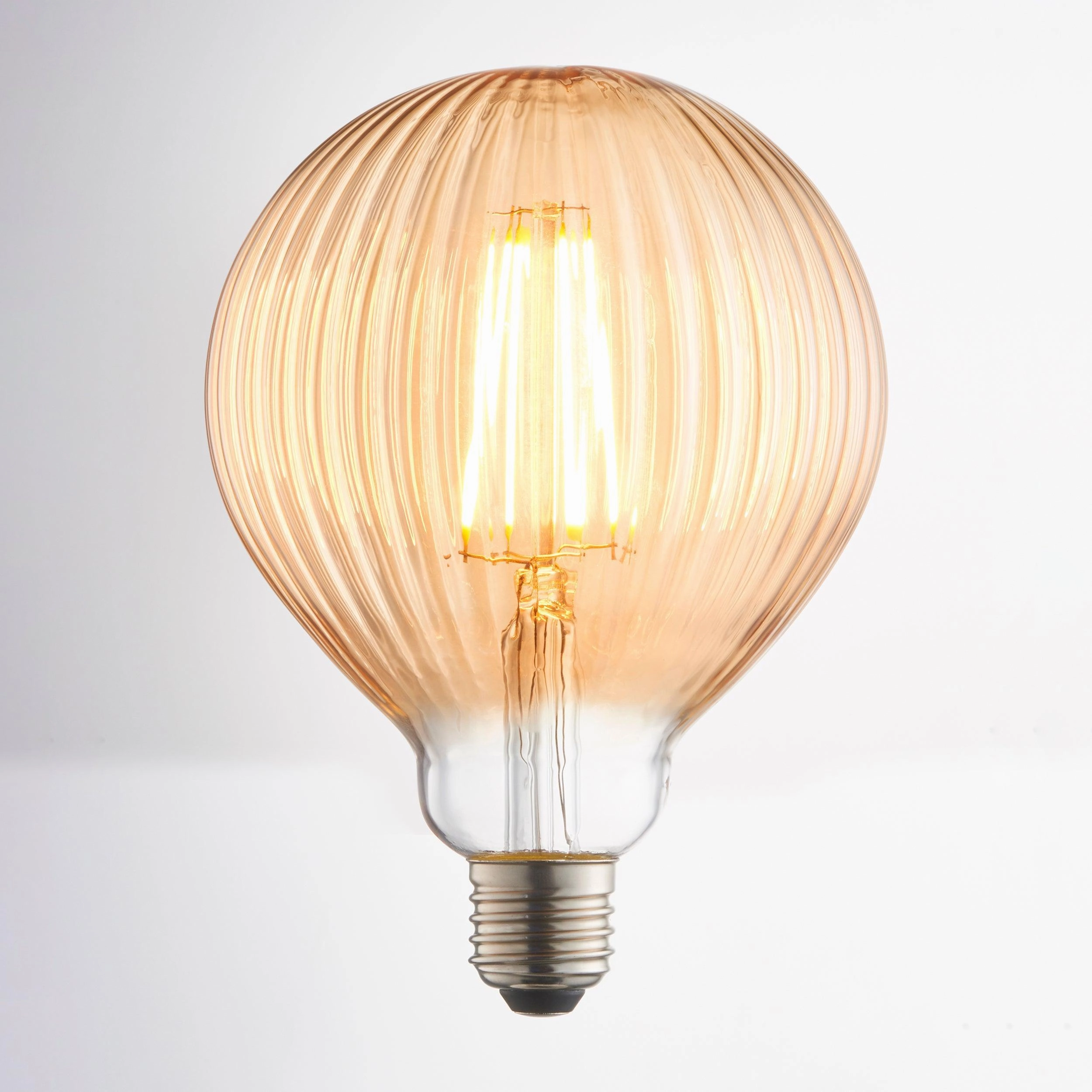 Ribb E27 Amber Tinted Ribbed Decorative 4W LED Light Bulb