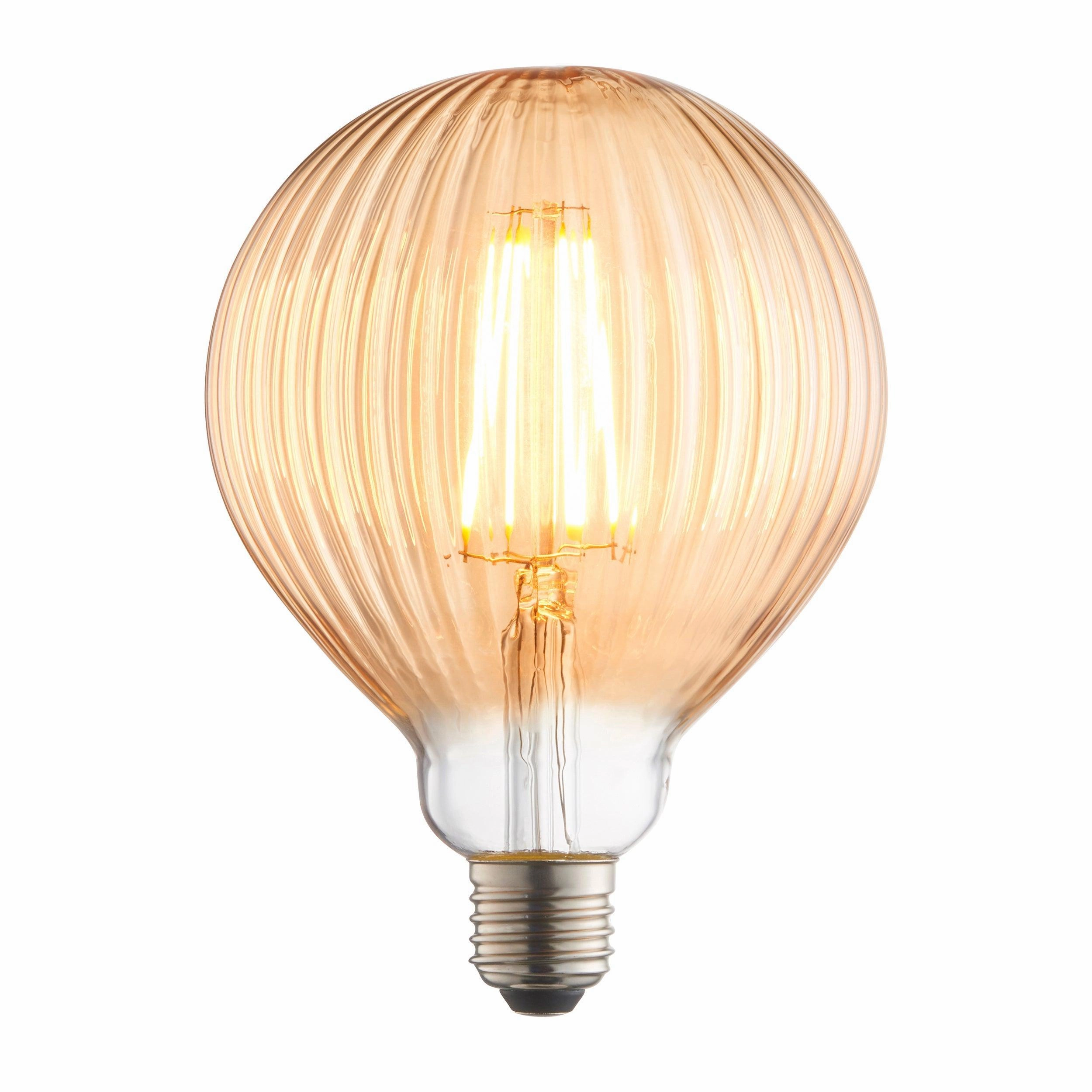 Ribb E27 Amber Tinted Ribbed Decorative 4W LED Light Bulb contemporary ceiling fixture