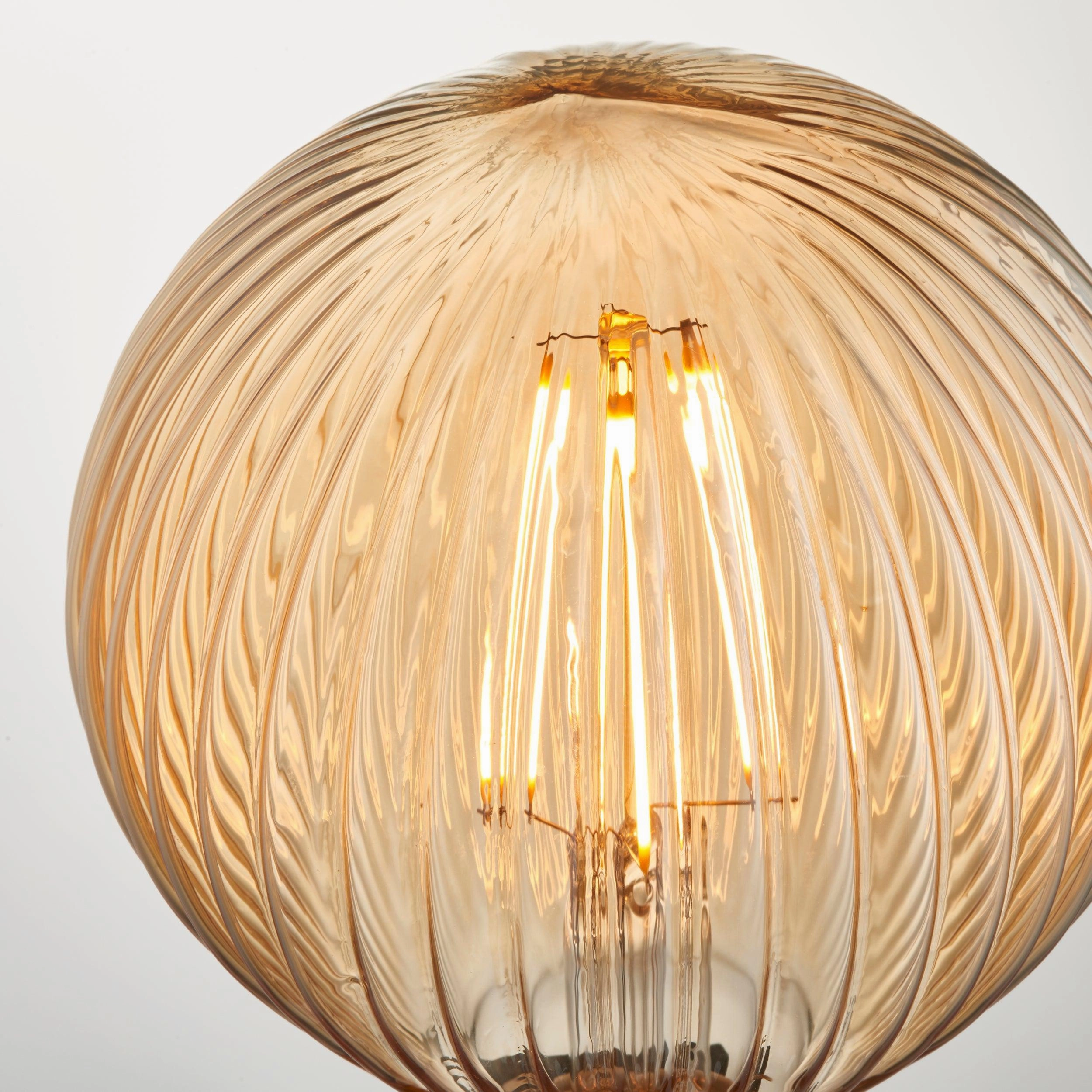 Ribb E27 Amber Tinted Ribbed Decorative 4W LED Light Bulb