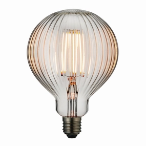 Ribb E27 Clear Glass Ribbed 4W LED Light Bulb - 125mm contemporary ceiling fixture