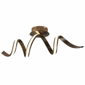 Ribbon LED Twist Ribbon Brown/Gold Flush Ceiling Light soft glow ceiling light
