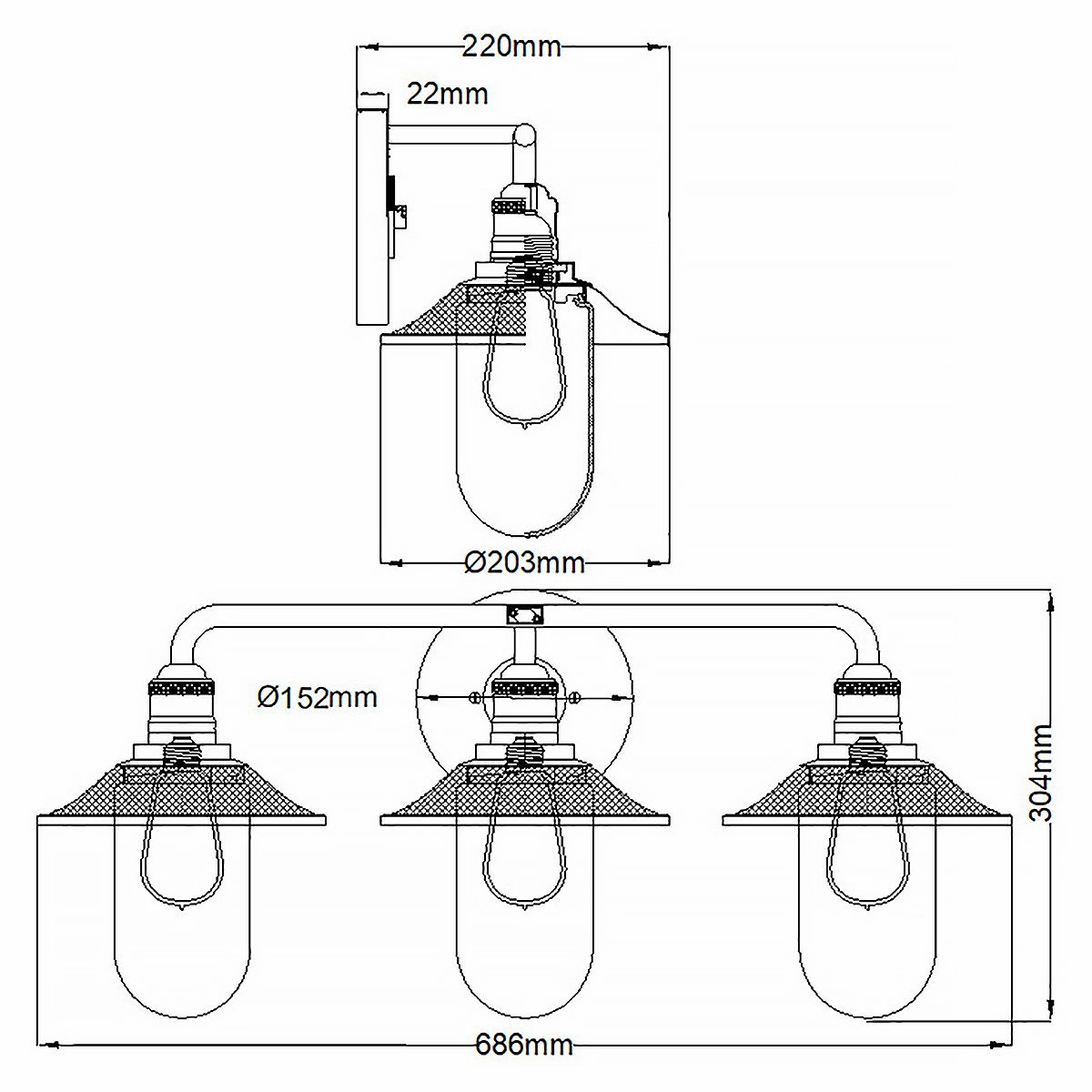Rigby 3 Light Polished Chrome Bathroom Wall Light