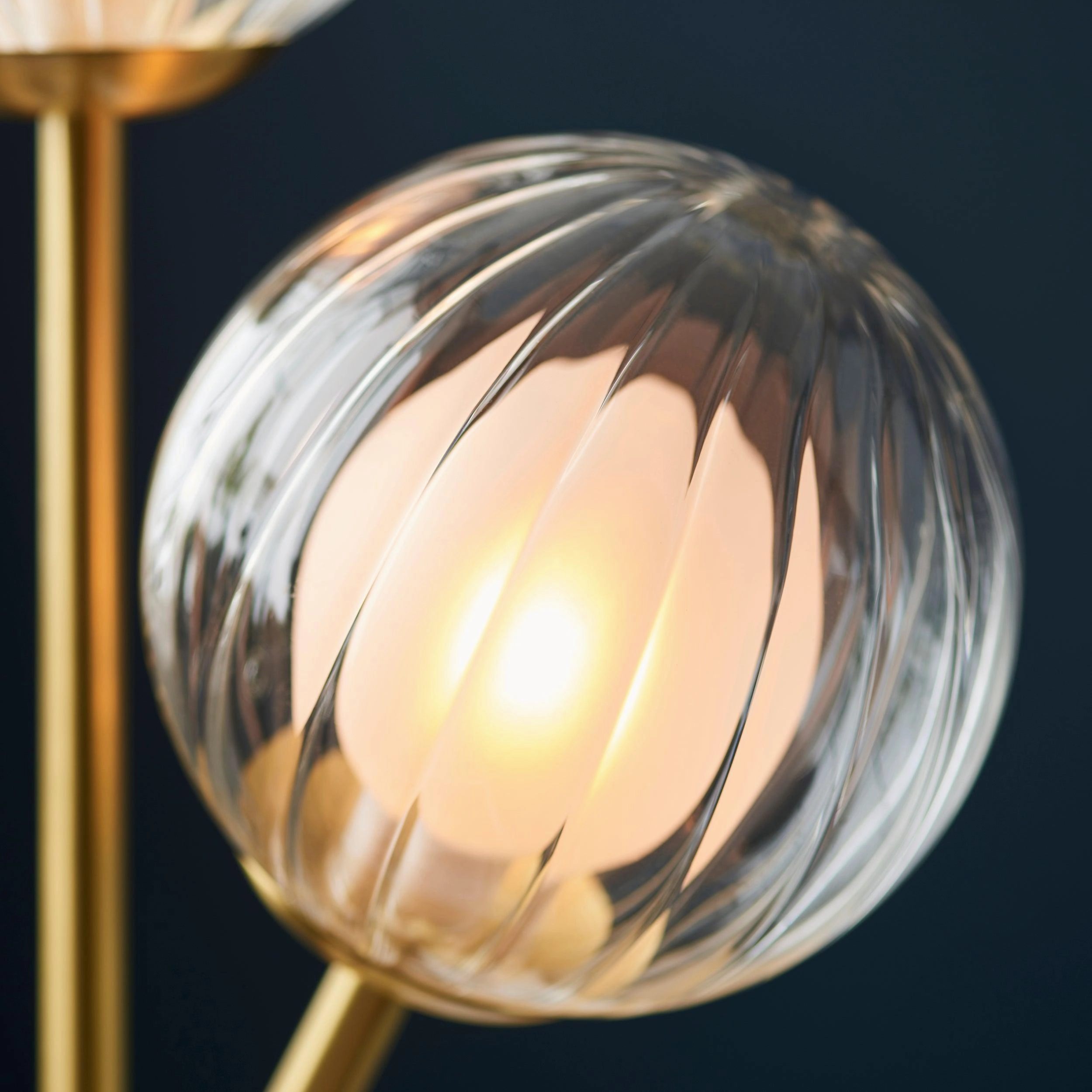 Riviera Art Deco 2 Light Brass Table Lamp - Glass Shades