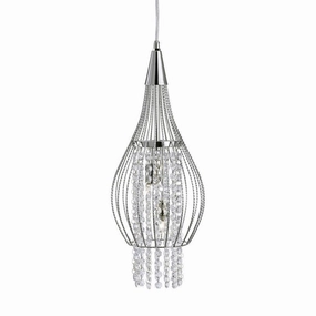 Rocket 2 Light Cage Frame Chrome & Crystal Ceiling Pendant soft glow ceiling light