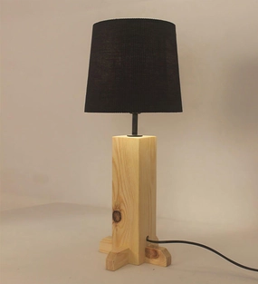 Rocket Beige Wooden Table Lamp with Black Fabric Lampshade (BULB NOT INCLUDED) decorative ceiling fixture