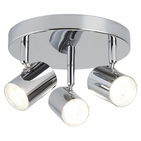 Rollo 3 Light Chrome Cylinder Head Flush Spotlight tall arc lamp for living room