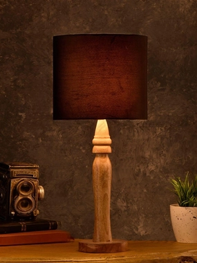 Round Brown Lamp with Black Cotton Shade decorative ceiling fixture