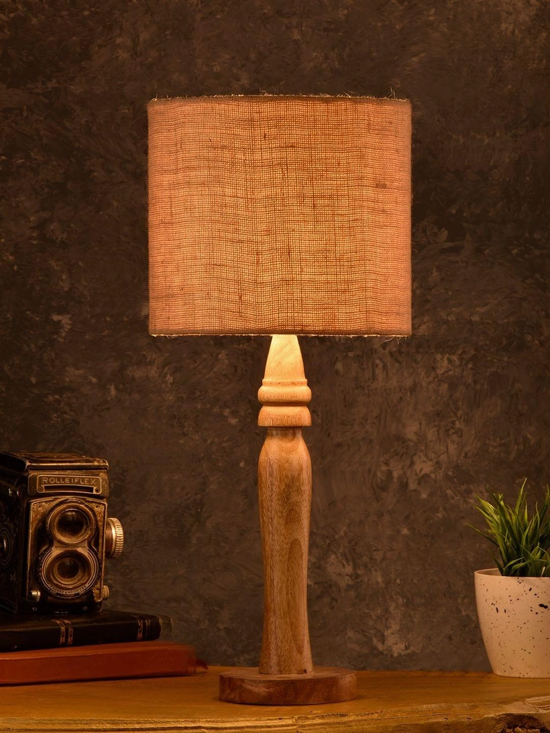 Round Brown Lamp with Brown Jute Shade decorative ceiling fixture