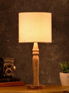 Round Brown Lamp with Taper Off White Cotton Shade decorative ceiling fixture