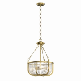 Roux 3 Light Brass Pendant or Semi Flush flush mount ceiling fixture