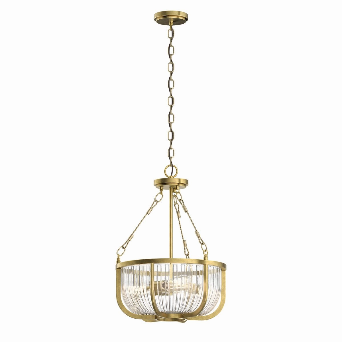 Roux 3 Light Brass Pendant or Semi Flush flush mount ceiling fixture
