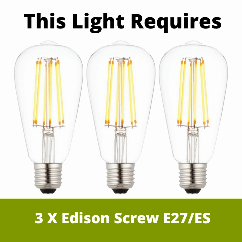Roux 3 Light Brass Pendant or Semi Flush