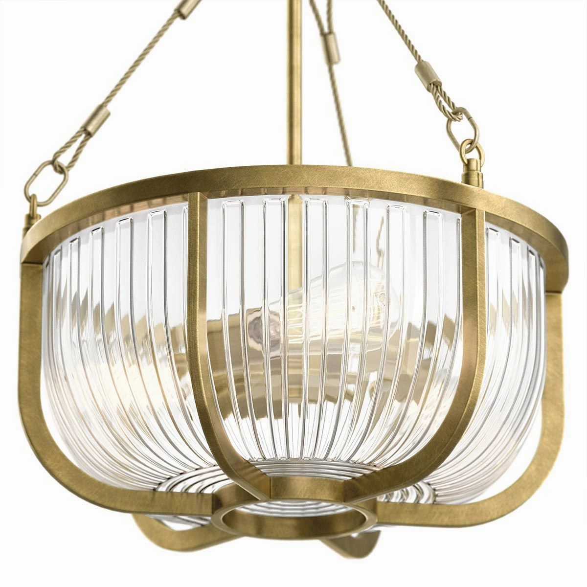 Roux 3 Light Brass Pendant or Semi Flush
