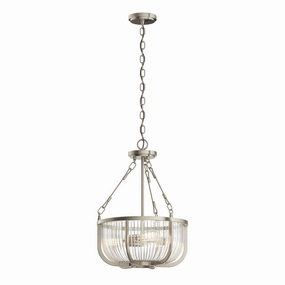 Roux 3 Light Nickel Pendant or Semi Flush flush mount ceiling fixture
