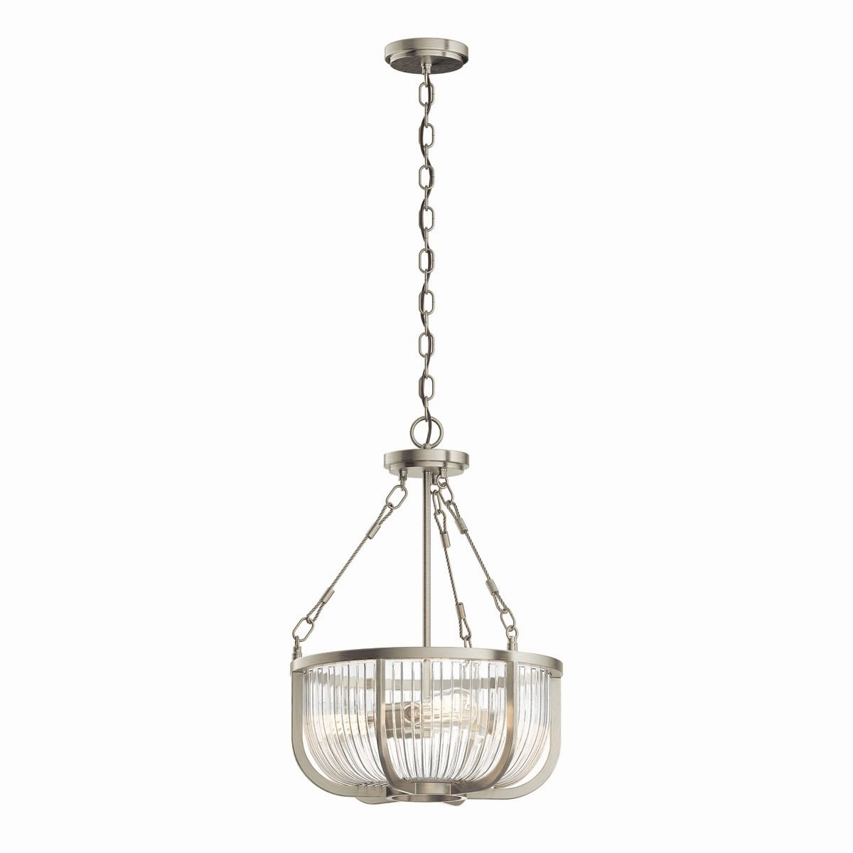 Roux 3 Light Nickel Pendant or Semi Flush flush mount ceiling fixture