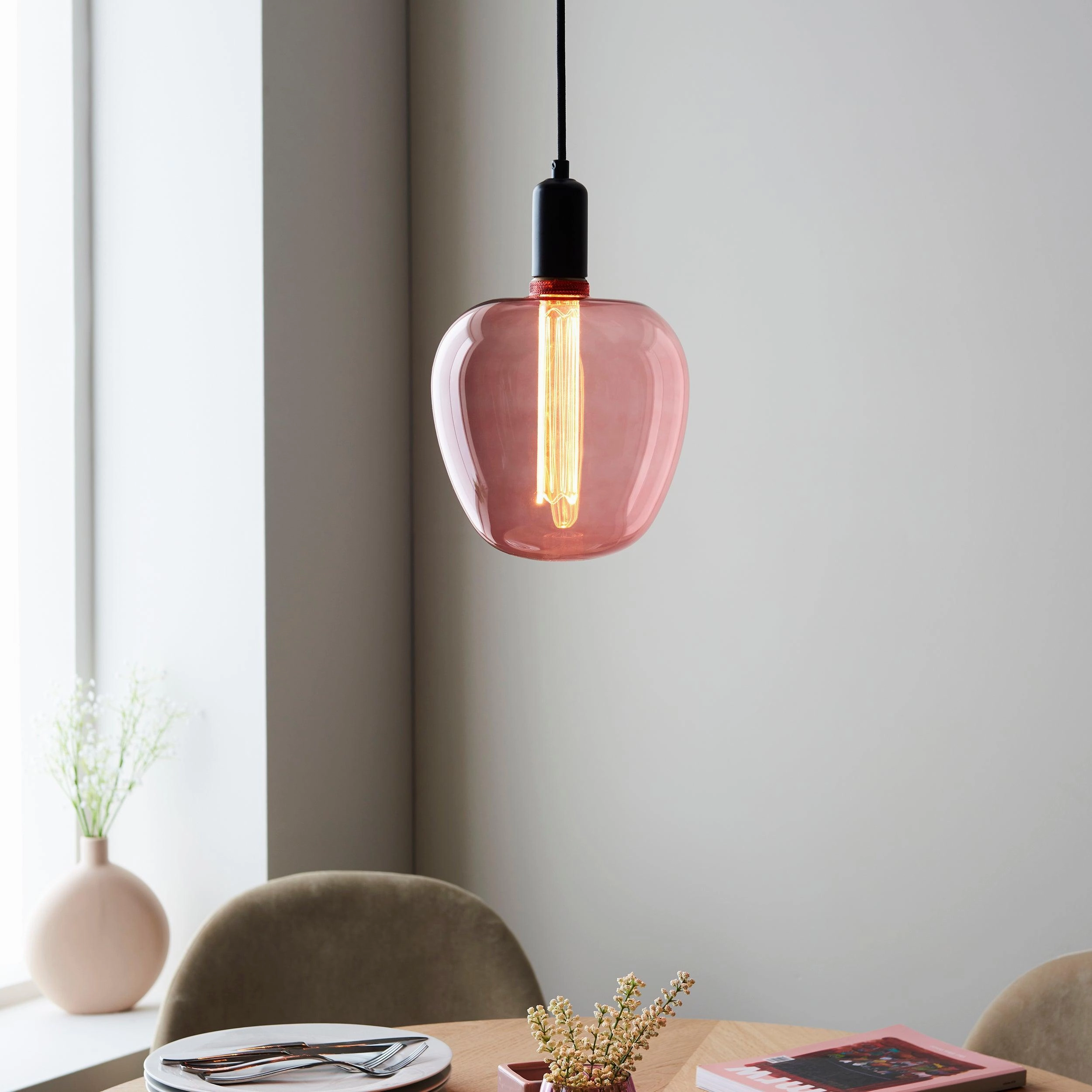 Roves Pink Tinted Glass Filament 2.8w LED E27 Light Bulb