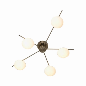 Ruse 5 Light Antique Brass Semi-flush Ceiling Light white ceiling lamp