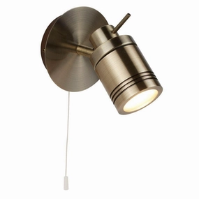 Samson 1 Light Brass Bathroom Wall Spotlight - Pull Switch vintage desk lamp