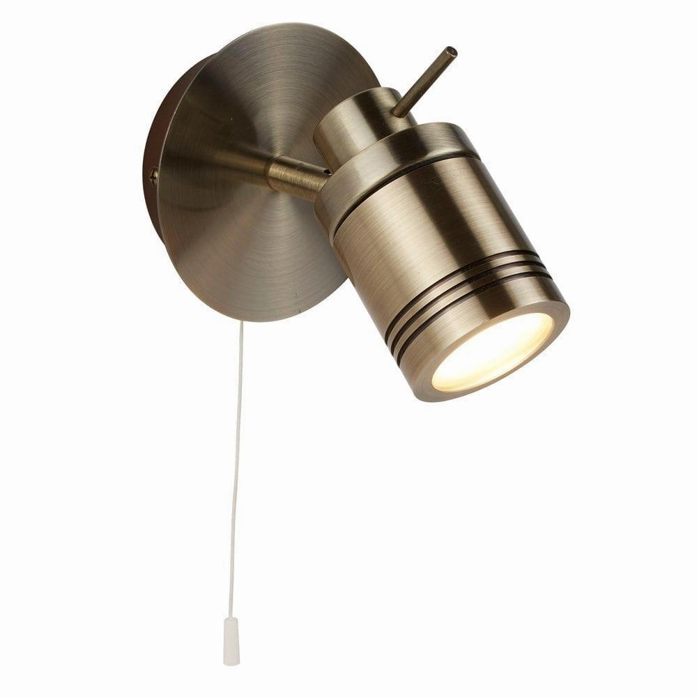 Samson 1 Light Brass Bathroom Wall Spotlight - Pull Switch vintage desk lamp