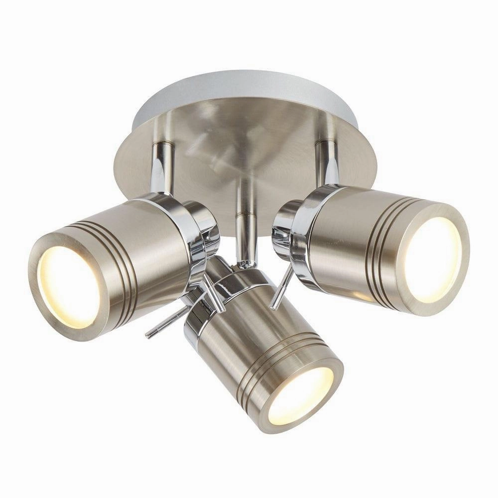 Samson 3 Light Silver Bathroom Adjustable Flush Spotlight ambient ceiling fixture