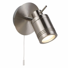 Samson Silver Adjustable Bathroom Wall Spotlight - Pull Switch vintage desk lamp