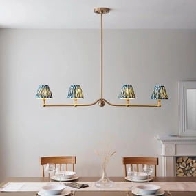 Santiago Brass 4 Light Pendant Ceiling Light With Blue Ikat 16cm Shades sleek LED ceiling lamp