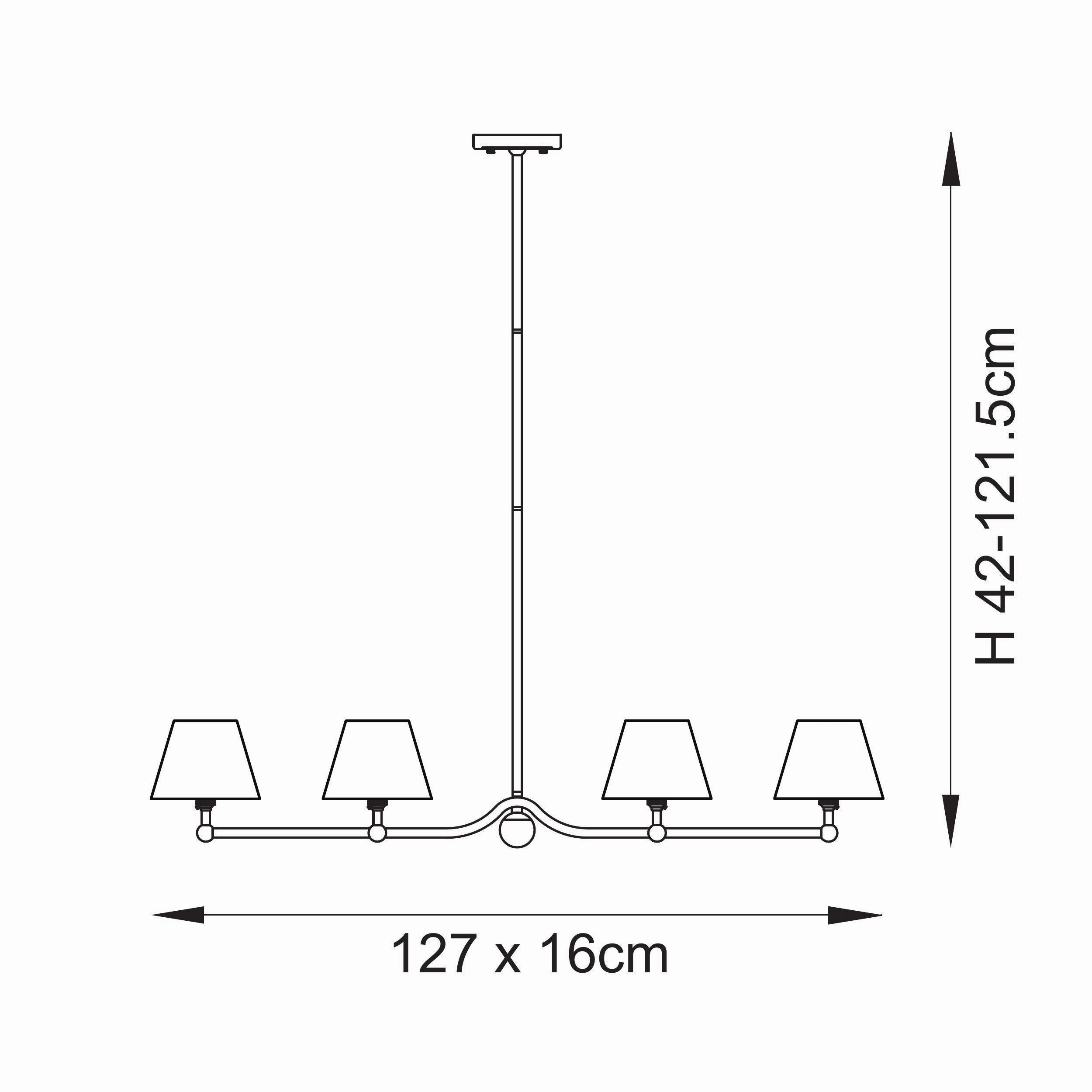 Santiago Brass 4 Light Pendant Ceiling Light With Blue Leaf 16cm Shades