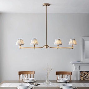 Santiago Brass 4 Light Pendant Ceiling Light With Blue Leaf 16cm Shades flush mount ceiling fixture